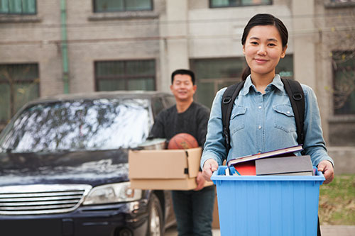Student moving into her Dorm Student moving into her Dorm