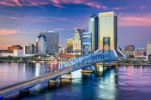 jacksonville cityscape at sunset